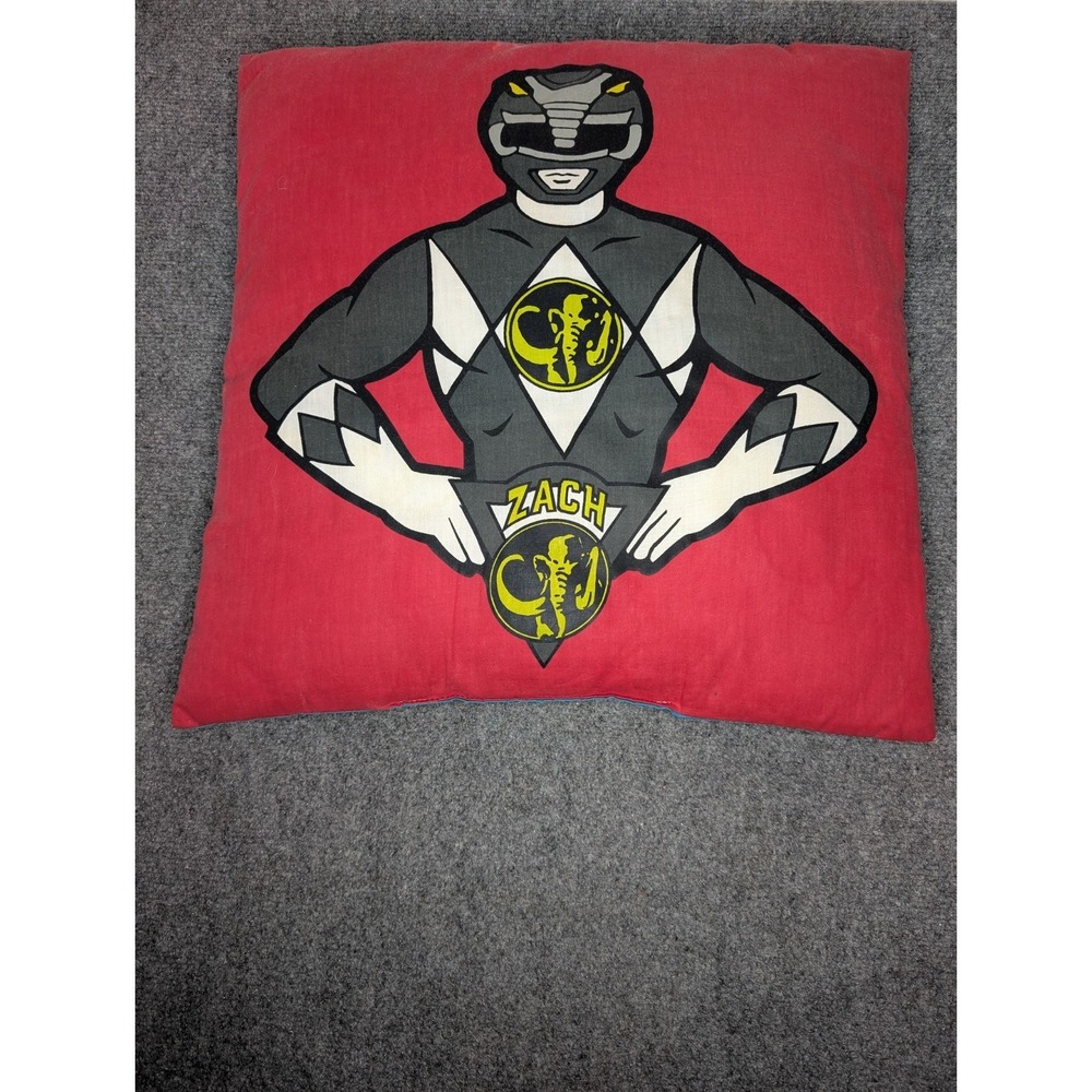 Vintage 1993 Mighty Morphin Power Rangers 18" Throw Pillow Double Sided Zach - Picture 9 of 15